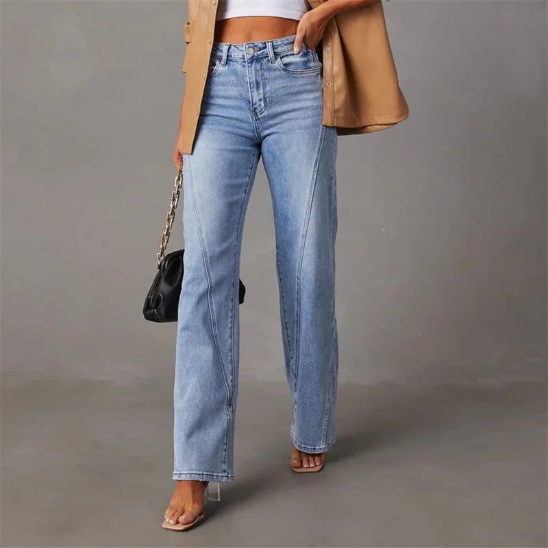 Casual high-waisted wide-leg jeans – women