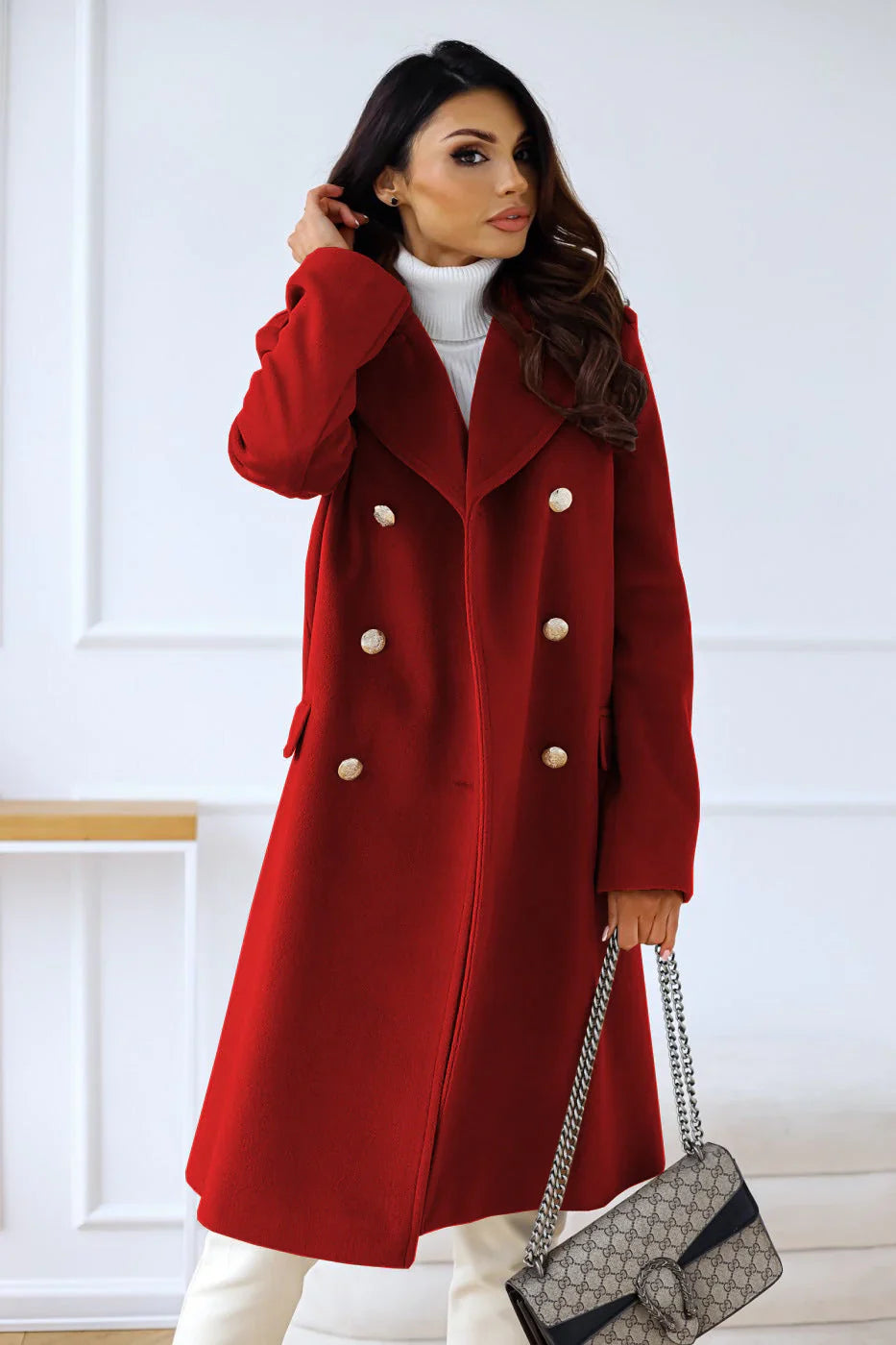 Long double-breasted coat – women