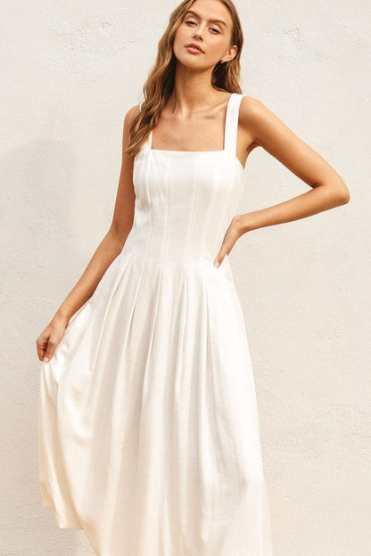 Waitlist 7/27 ♥ Amberlynn Sleeveless Linen Midi Dress White