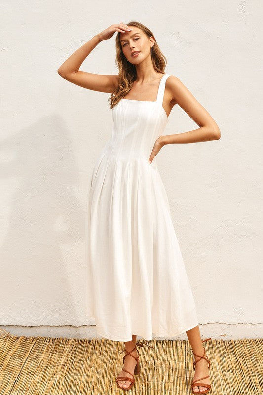 Waitlist 7/27 ♥ Amberlynn Sleeveless Linen Midi Dress White