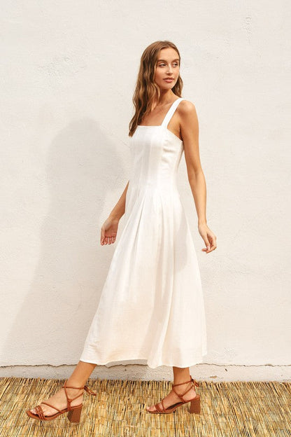 Waitlist 7/27 ♥ Amberlynn Sleeveless Linen Midi Dress White