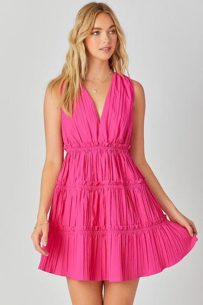 Mischa Sleeveless Tiered Mini Dress Pink