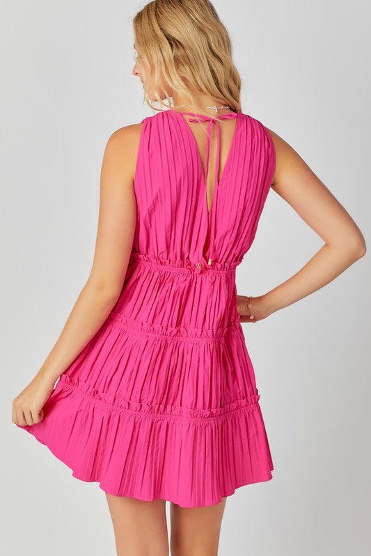 Mischa Sleeveless Tiered Mini Dress Pink