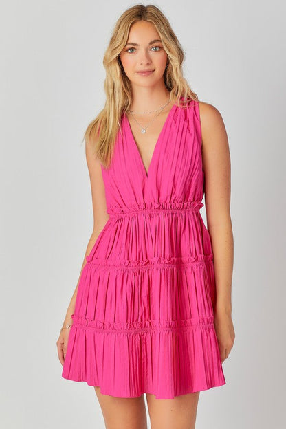 Mischa Sleeveless Tiered Mini Dress Pink