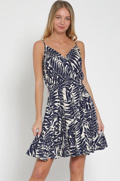 Christina Sleeveless Printed Mini Dress Navy