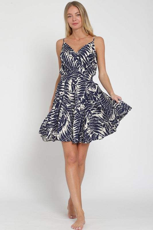 Christina Sleeveless Printed Mini Dress Navy