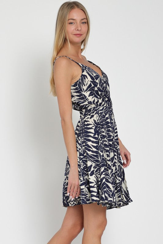 Christina Sleeveless Printed Mini Dress Navy