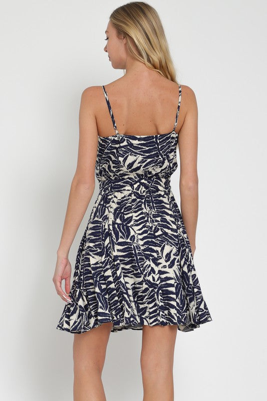 Christina Sleeveless Printed Mini Dress Navy