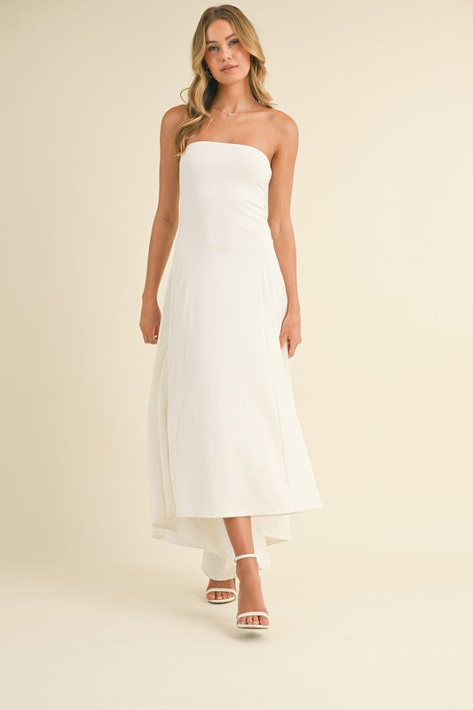 Waitlist 7/3 ♥ Sutton Sleeveless Stretch Linen High Low Maxi Dress White