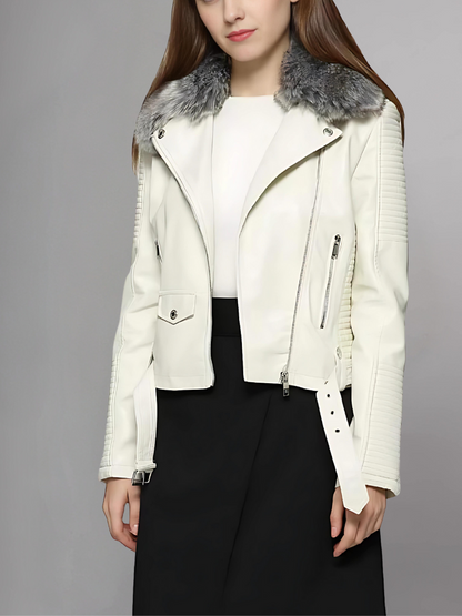 Women’s Faux Fur Quilted Moto Jacket