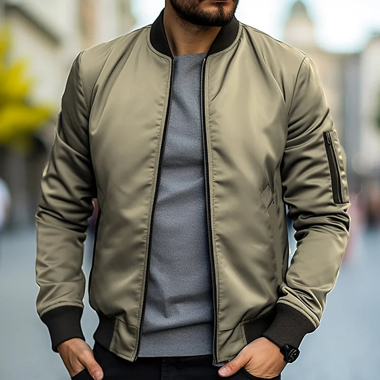 Men's bomber jacket with high collar and zipper