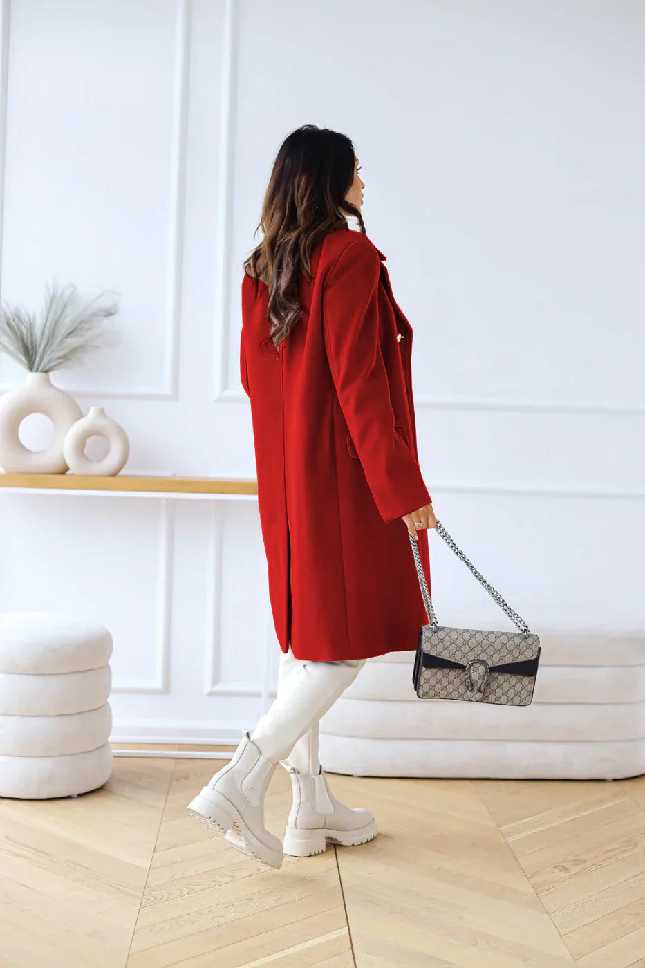 Long double-breasted coat – women