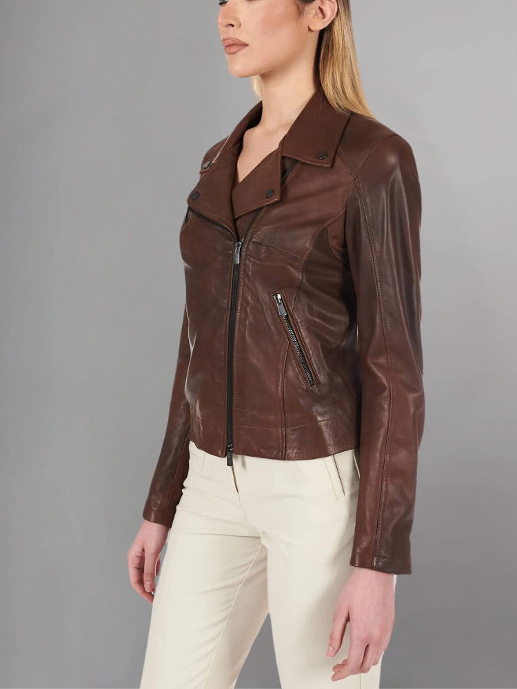 Women's Genuine Lambskin Leather Motorcycle Jacket