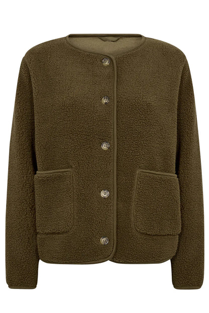 Ada teddy jacket in army style – women's