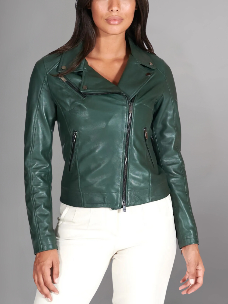 Women's Genuine Lambskin Leather Motorcycle Jacket