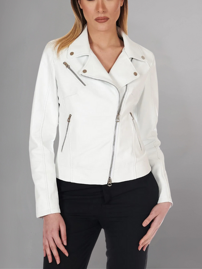 Women's Genuine Lambskin Leather Motorcycle Jacket