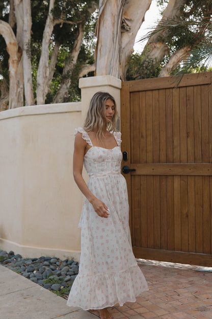 Rosamund Bustier-Style Maxi Dress in Blush Pink Floral - Inclusive Sizing (S-3XL)