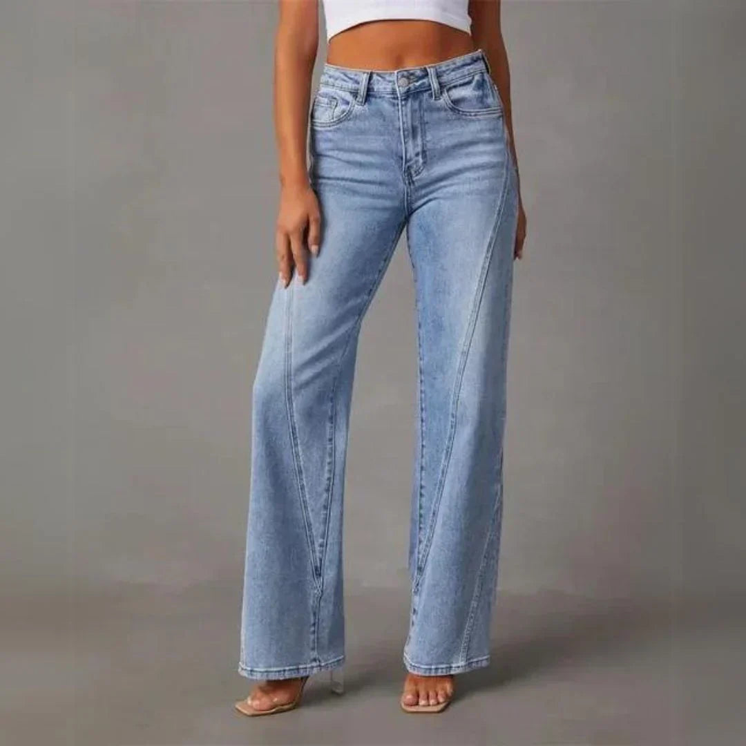 Casual high-waisted wide-leg jeans – women