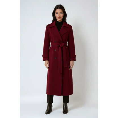 Serena women's winter jacket in burgundy with belt