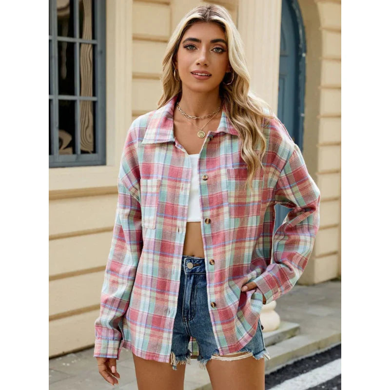 Milano women's checked blouse made of high-quality cotton
