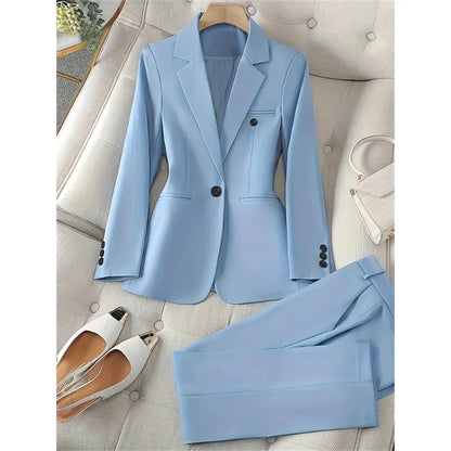Classic women's blazer set with lapel collar