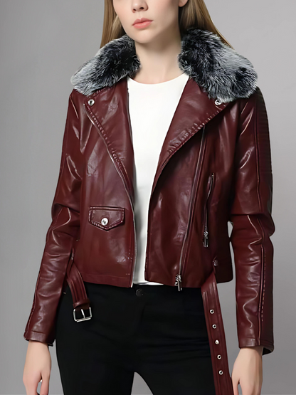 Women’s Faux Fur Quilted Moto Jacket