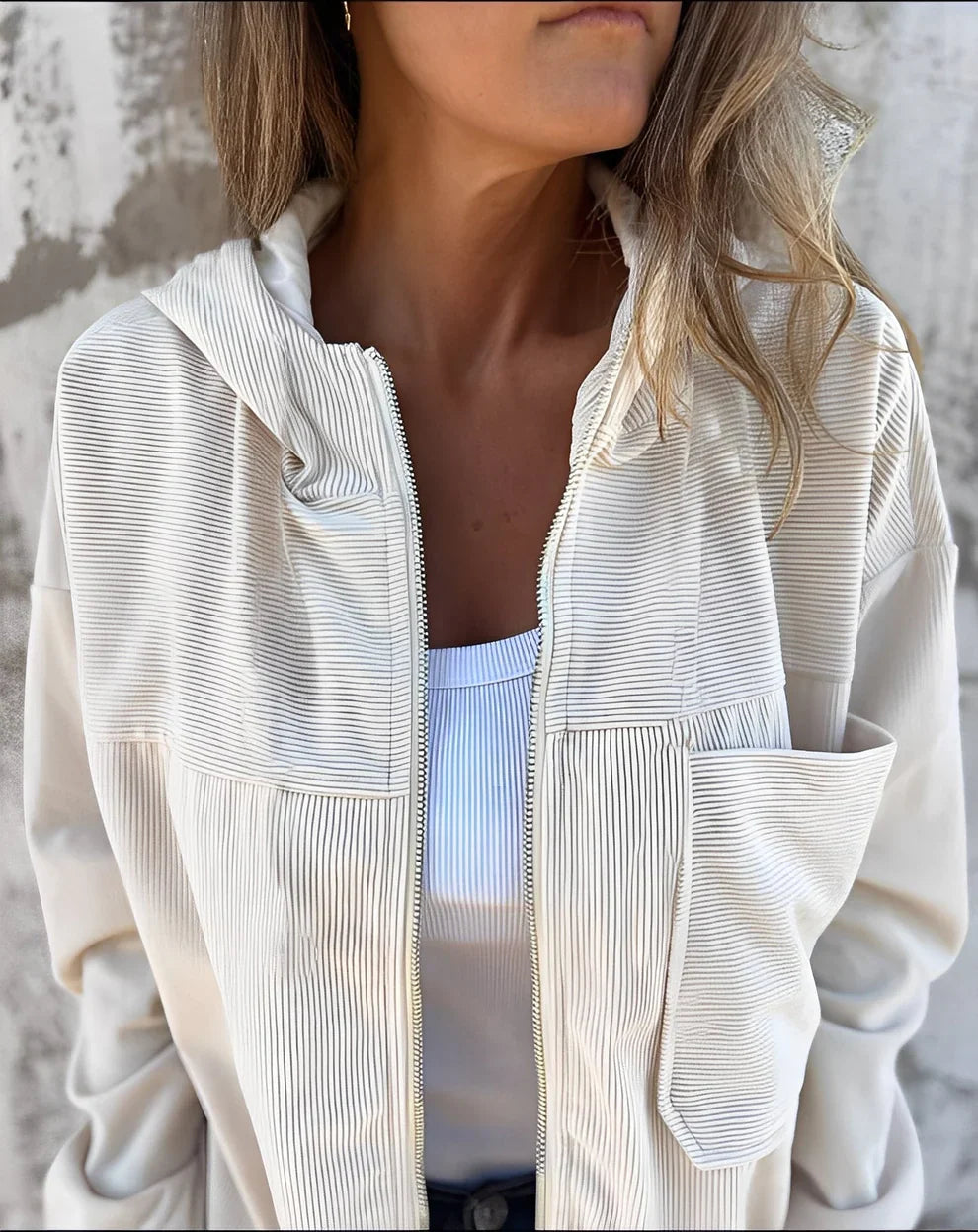 Gillian casual cord jacket with hood – women
