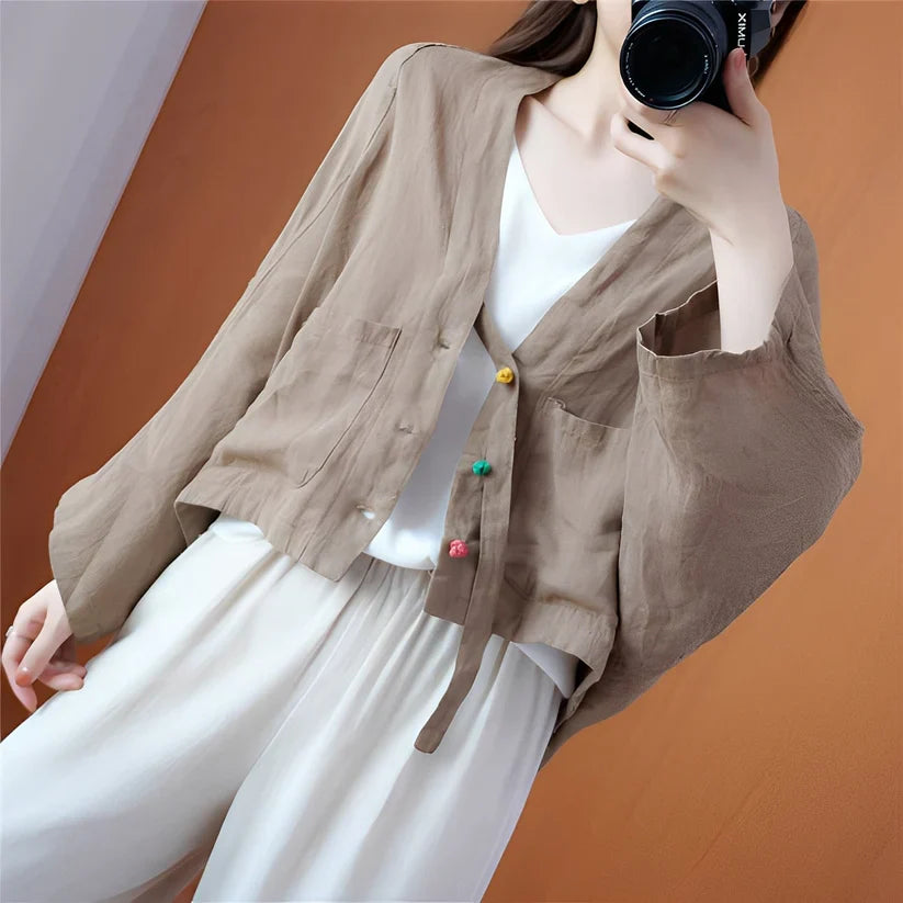 Shelia loose short cardigan with pockets – women