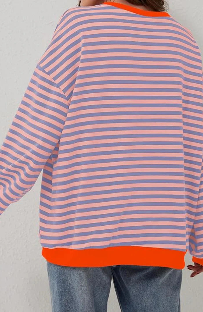Oversized striped sweatshirt for women