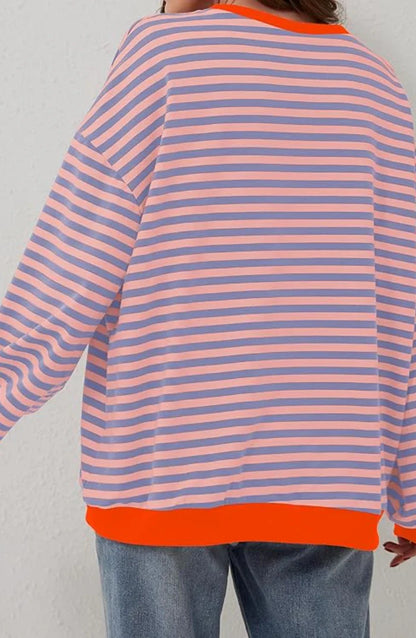 Oversized striped sweatshirt for women