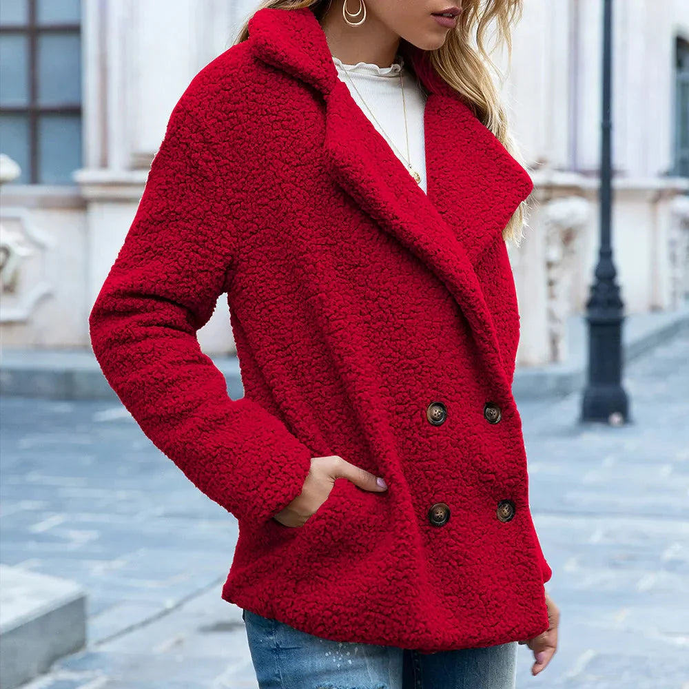 Mid-length double-breasted coat – women