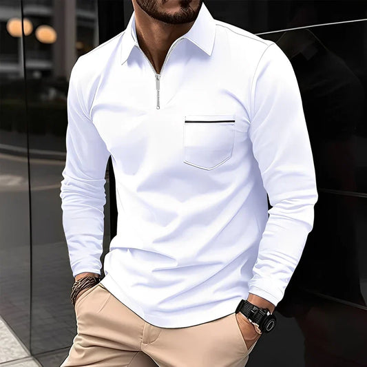 Florent long-sleeve polo with zip – men