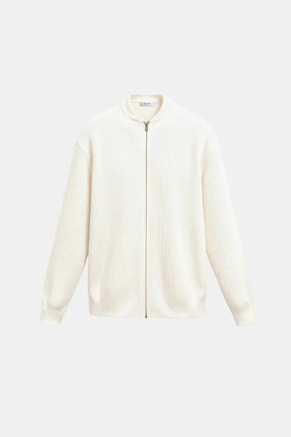 Elegant minimalist zip knit cardigan – men