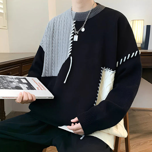 Carter stylish warm patchwork pullover – men