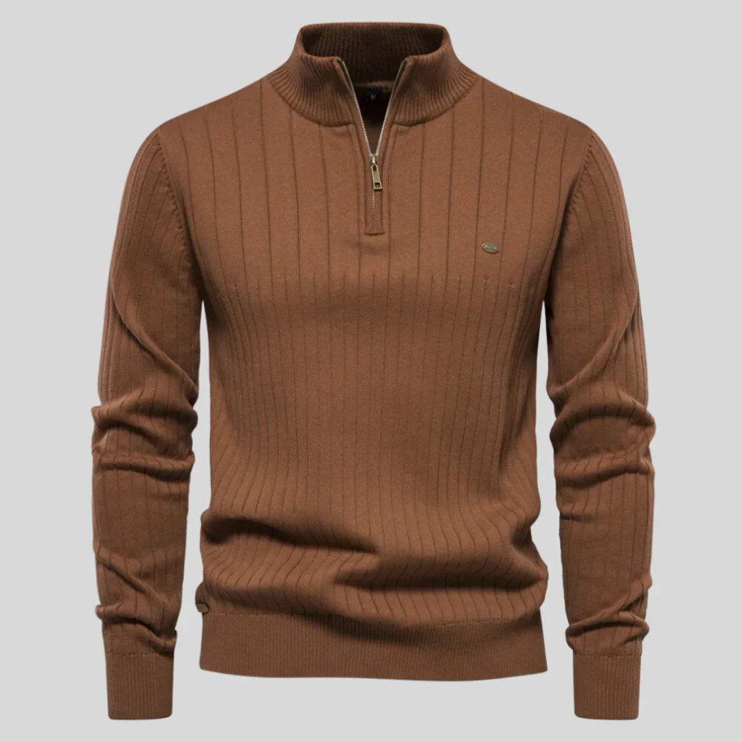 Men's knit sweater with half zip – warm winter quality