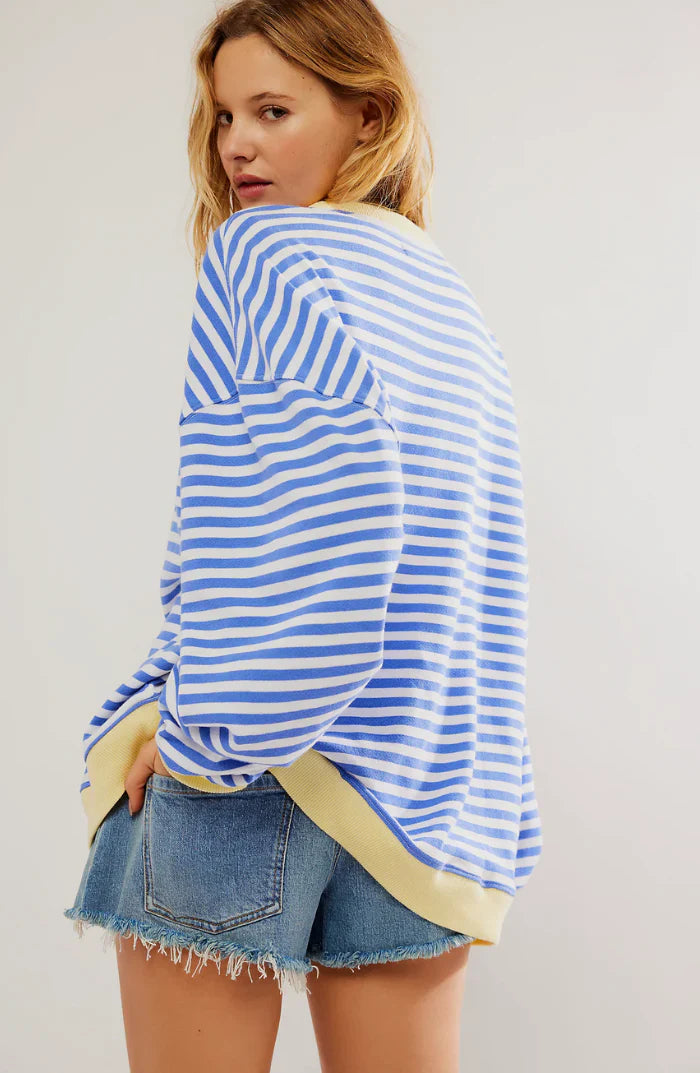 Oversized striped sweatshirt for women