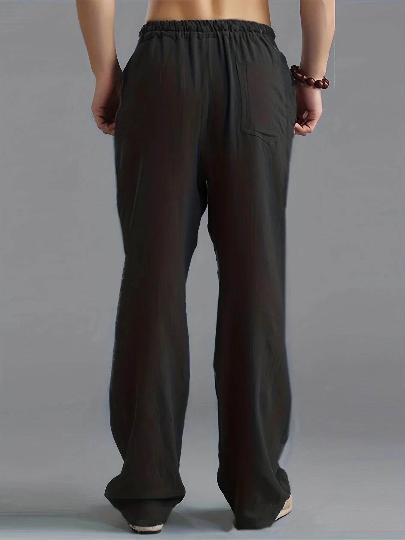 Straight elastic waist pants – men