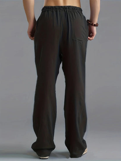 Straight elastic waist pants – men