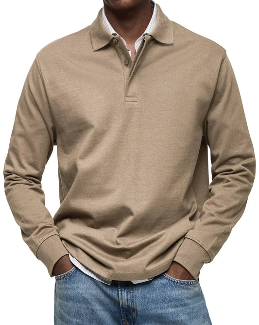 Dewey simple long-sleeve polo shirt – men