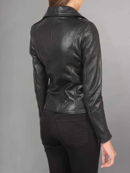 Women Lambskin Real Motorcycle Red Leather Jacket