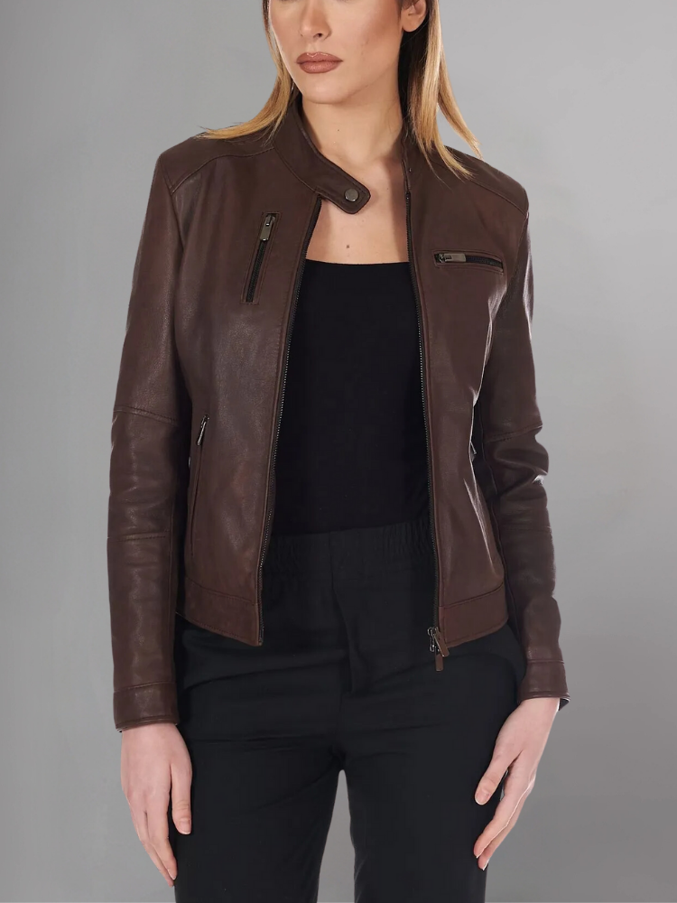 Womens Top Gun Vegan Black Leather Jacket