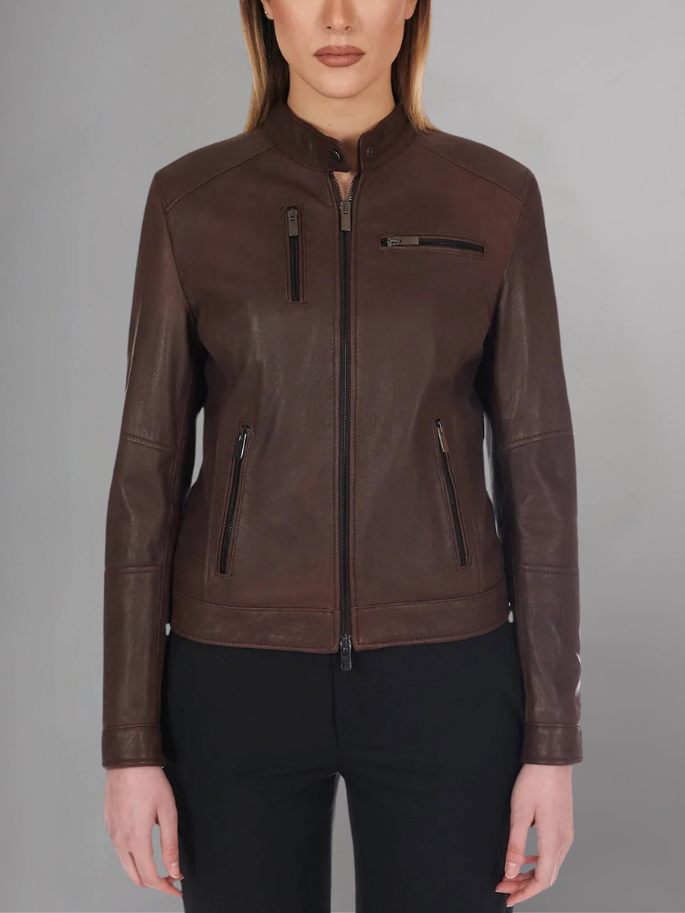 Womens Top Gun Vegan Black Leather Jacket