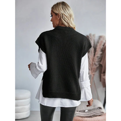 Sleeveless women's knitted vest in a timeless design