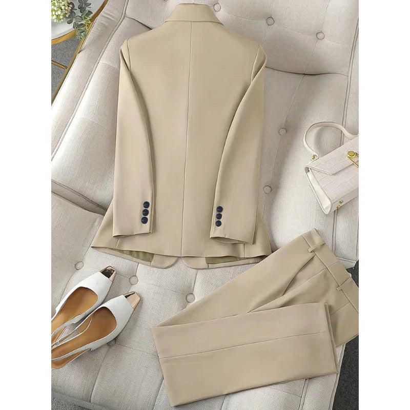 Classic women's blazer set with lapel collar