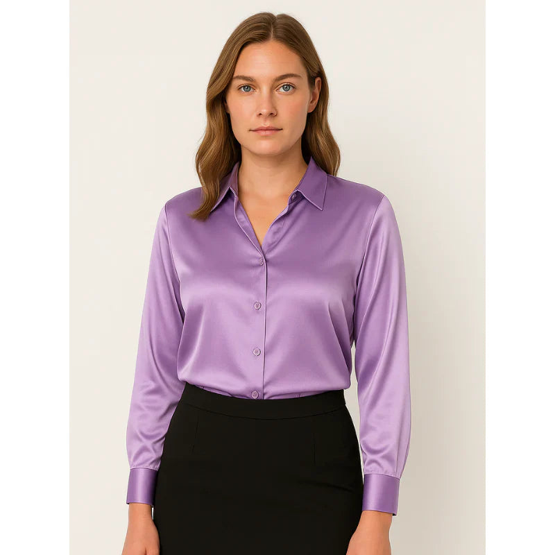 Elegant women's satin blouse with button details
