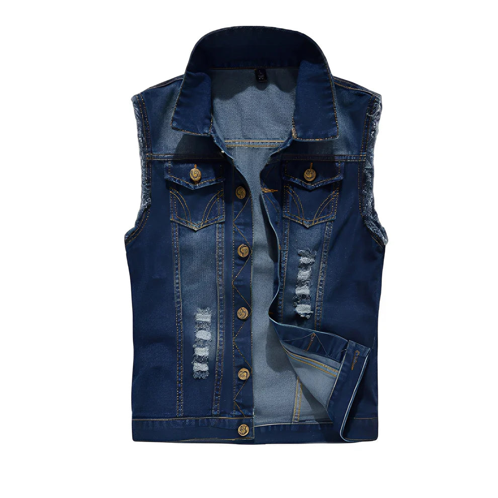 Morley retro denim vest with pockets – men