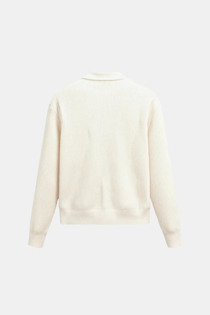 Elegant minimalist zip knit cardigan – men