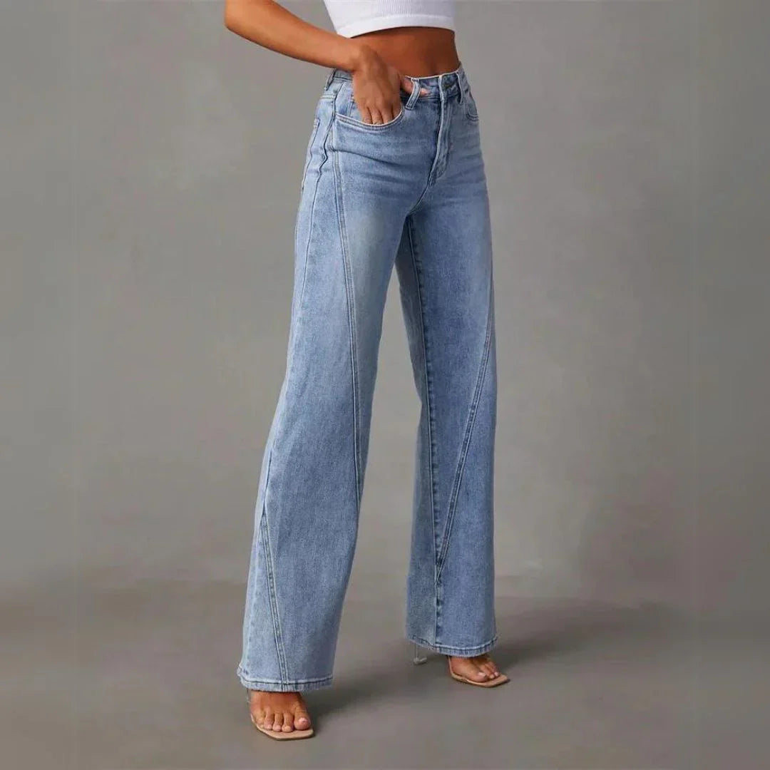 Casual high-waisted wide-leg jeans – women