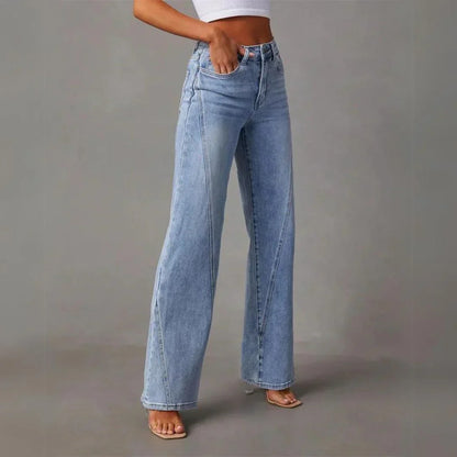 Casual high-waisted wide-leg jeans – women