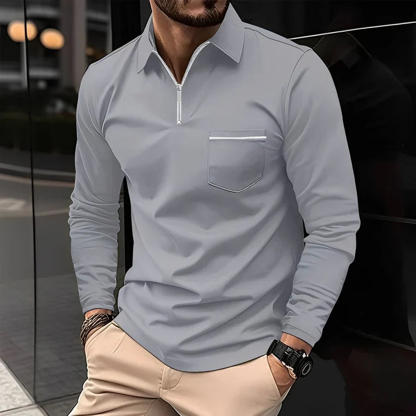 Florent long-sleeve polo with zip – men